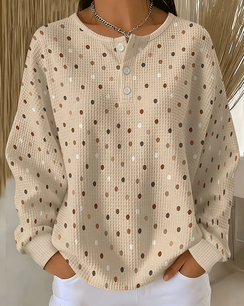 Crew Neck Polka Dot Sweatshirt