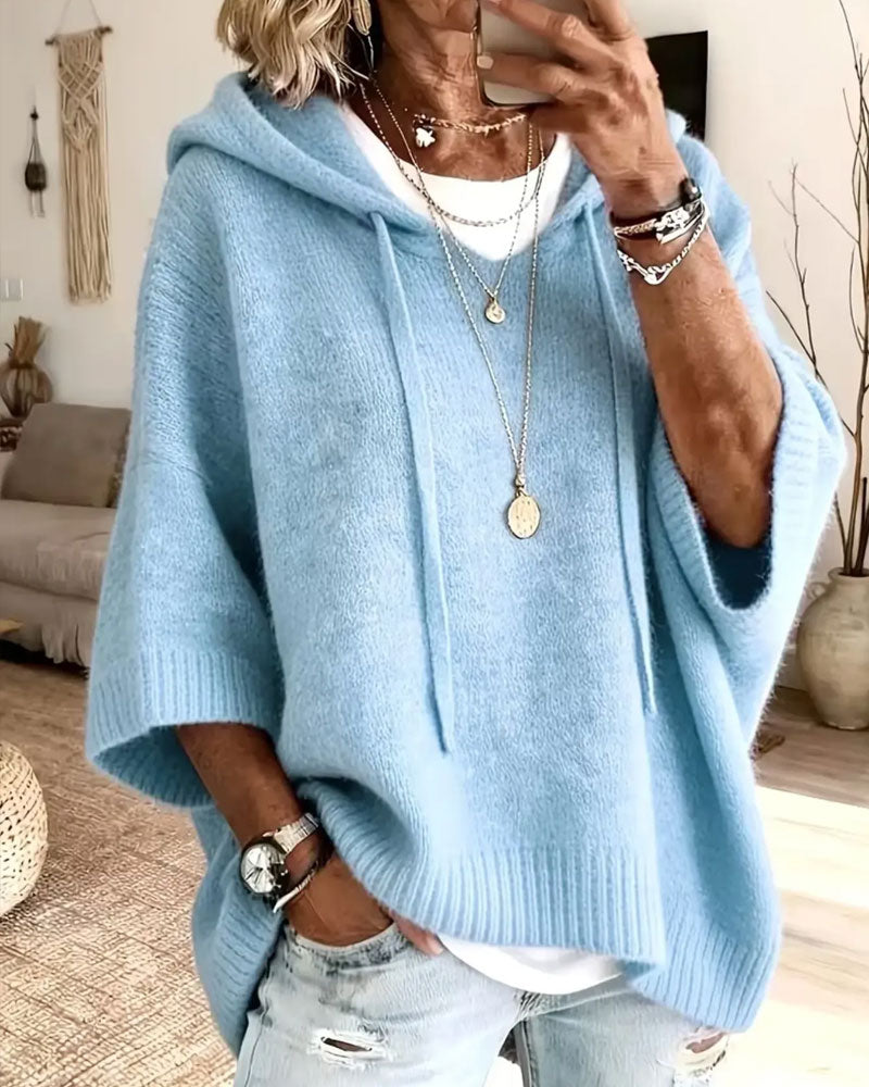 Hooded Relaxed Stylish Knit Pullover