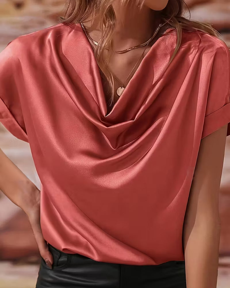 Cowl Neck Flowy Blouse