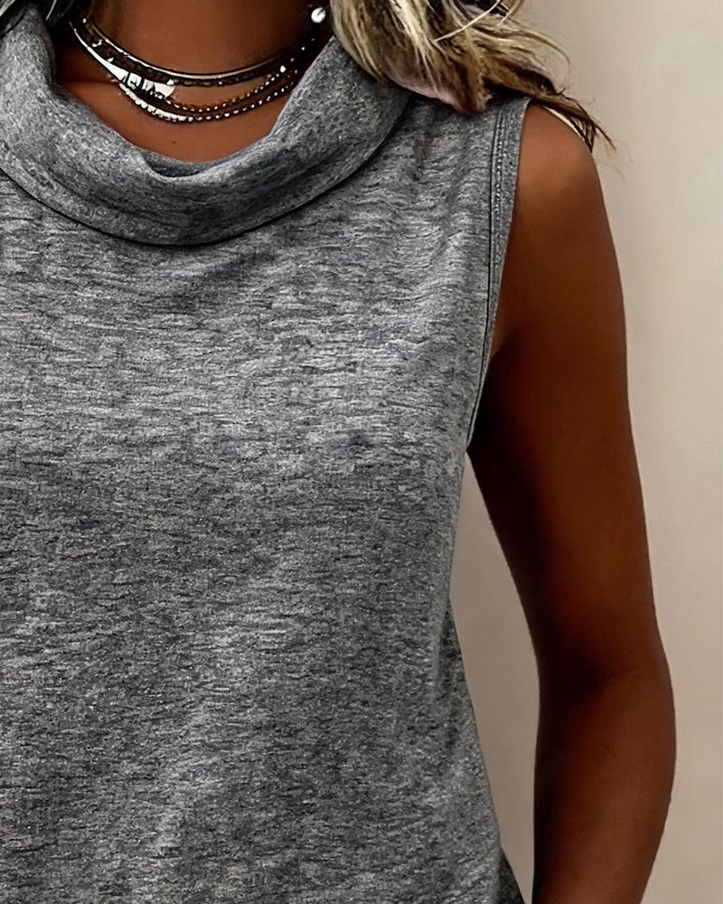 Lapel Stacked Solid Color Tank Top