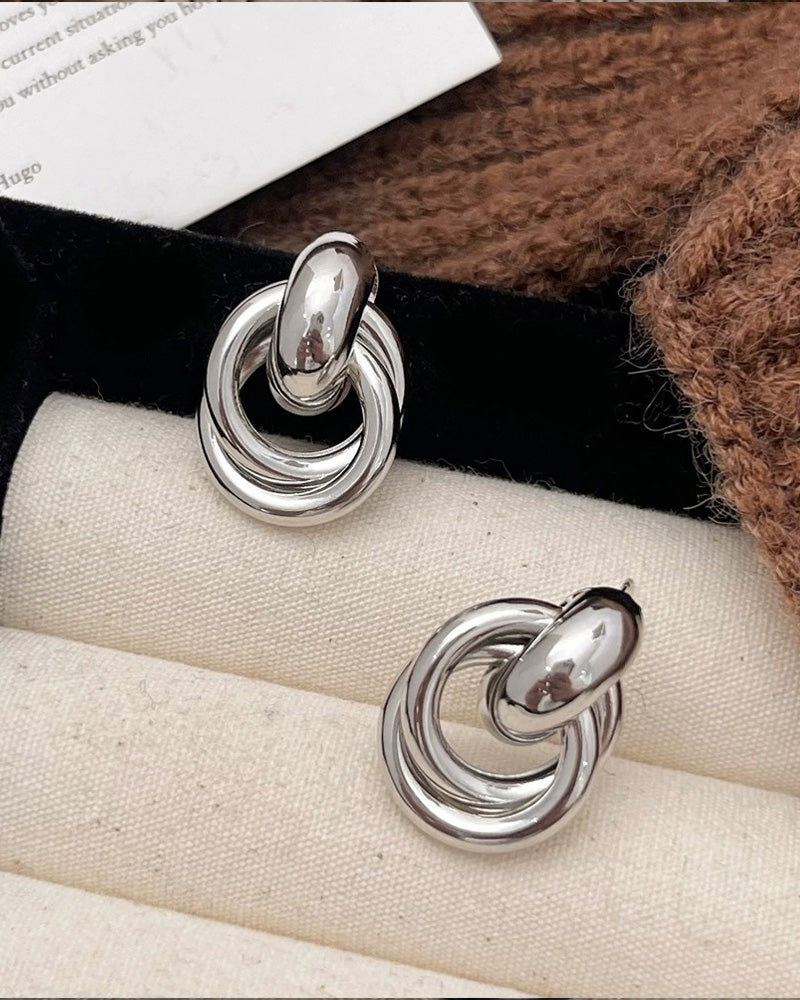 Vintage Textured Double-Layer Metal Wrap Earrings