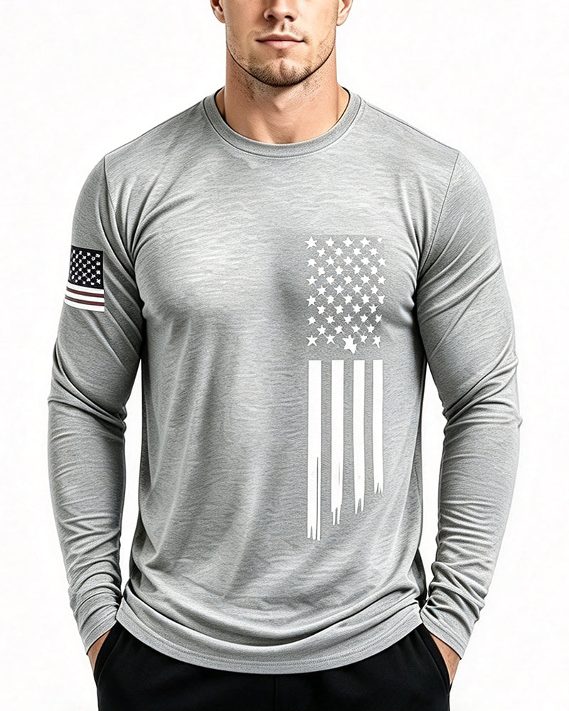 Men's National Flag Print Long-Sleeve Top