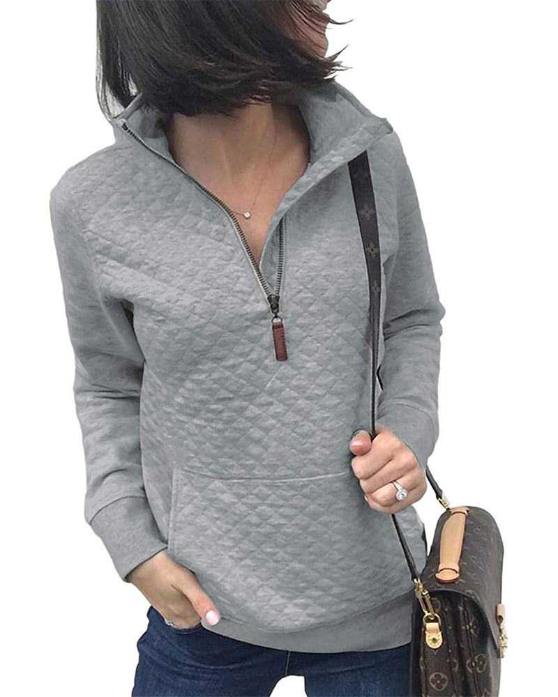 Casual Zip Long Sleeve Sweatshirt