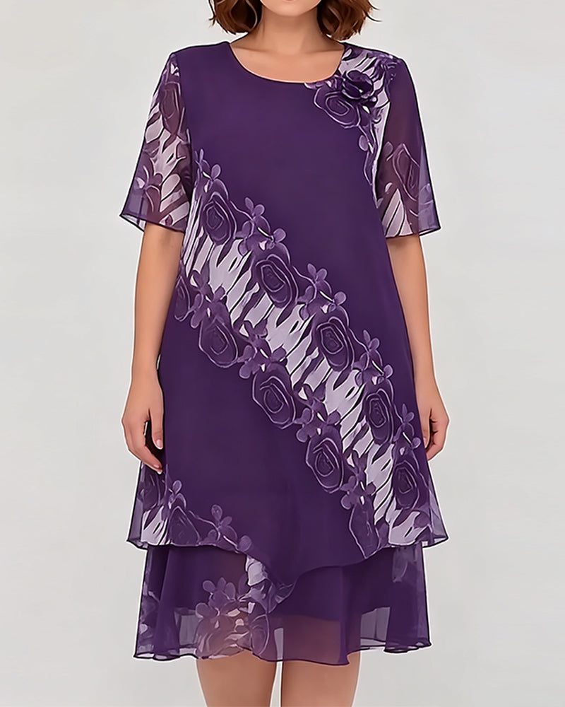 Crew Neck Floral Casual Dress