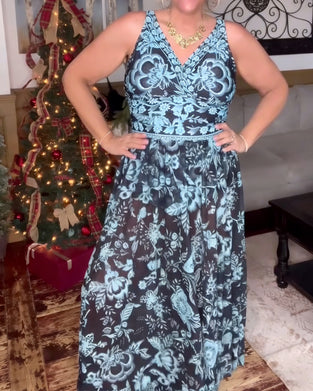 Retro Print Cover-Up Two-Piece Swimsuit Set