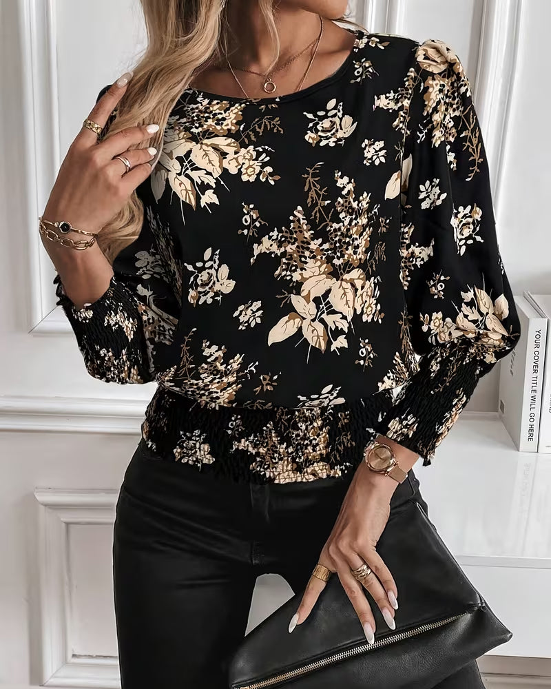 Lantern Sleeve Floral Casual Top