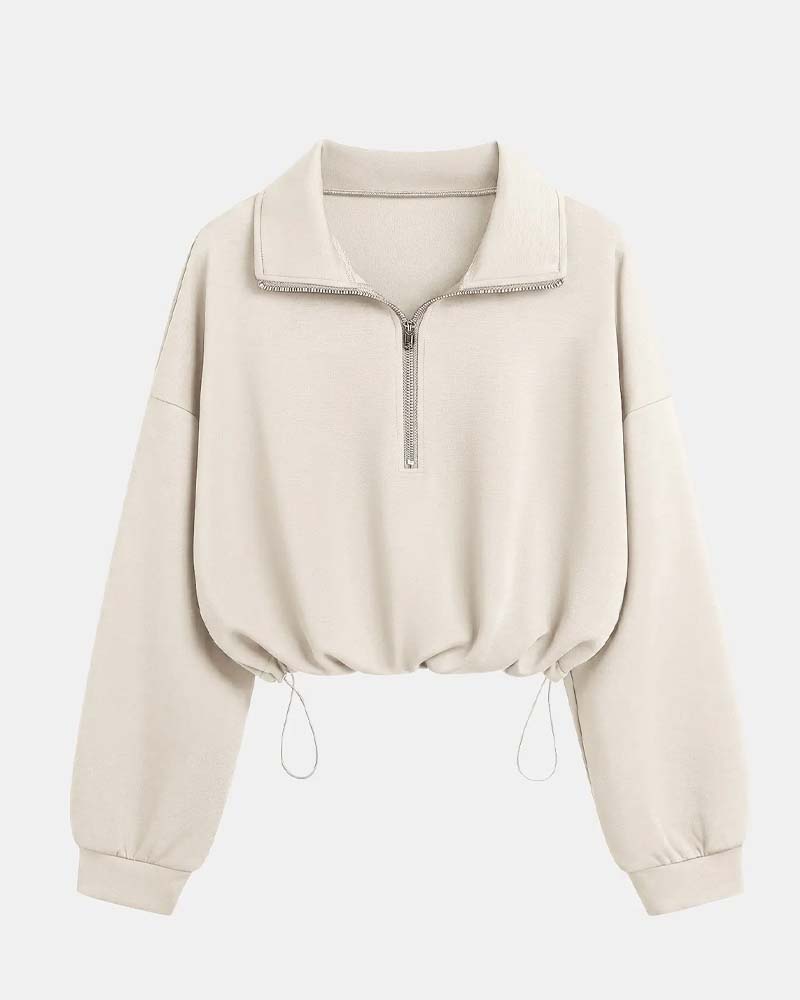 Zip Waist Long Sleeve Sweatshirts