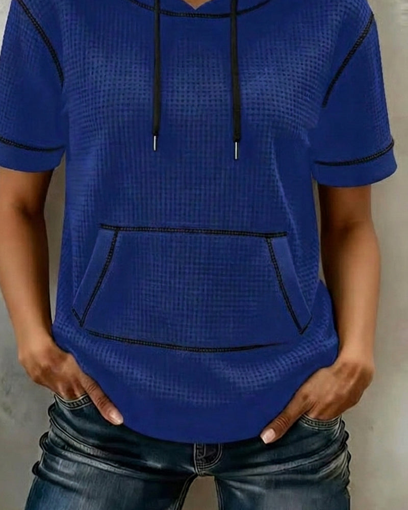 Casual Drawstring Pocket T-Shirt