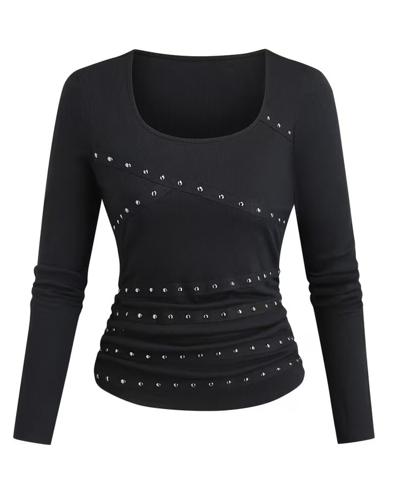Stylish U-Neck Fitted Blouse