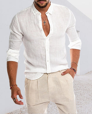 Men's Turn-Down Collar Plain Casual Shirt