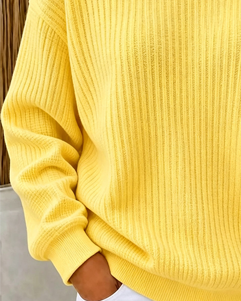 Casual Solid Long Sleeve Sweatshirt