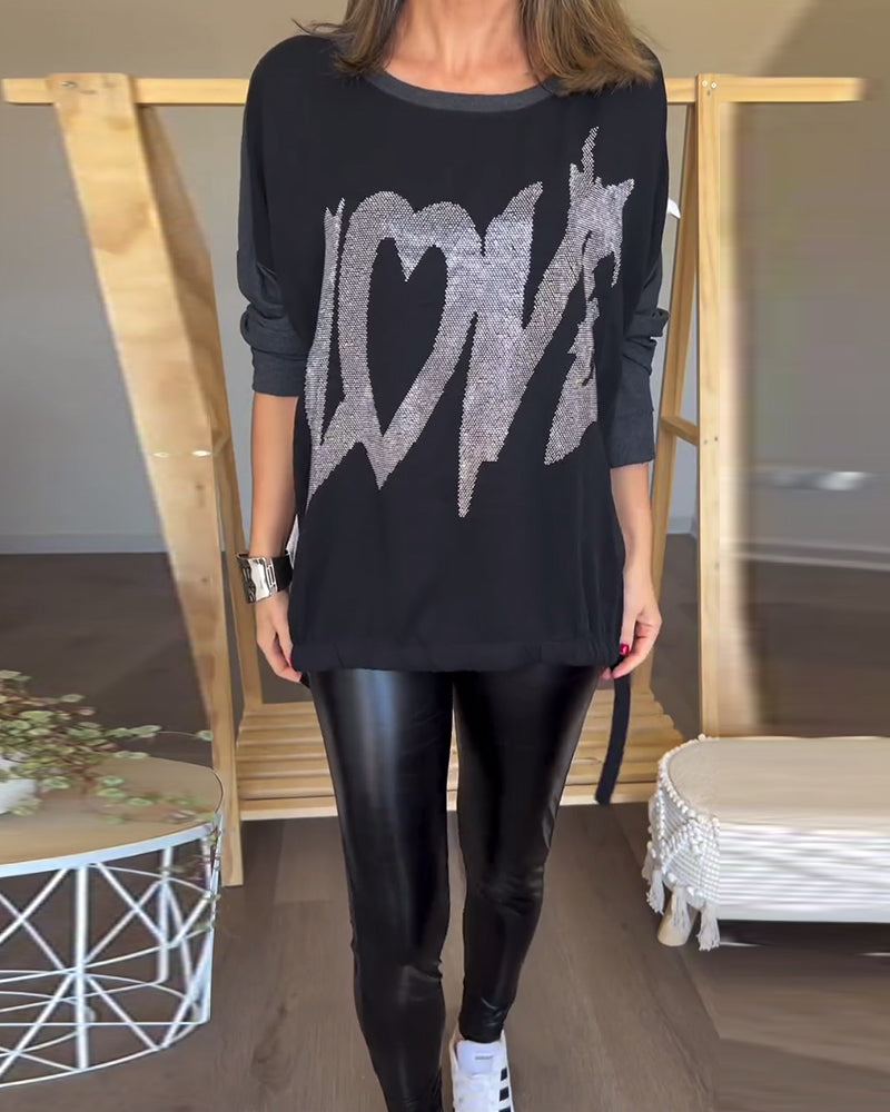 Long sleeve round neck casual top