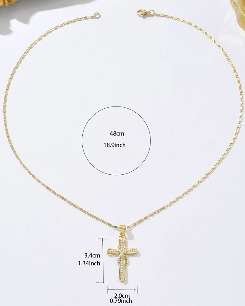 ✝️ Women's Necklace with Sparkling Cross Pendant – Elegant Twisted Design for Everyday & Special Occasions