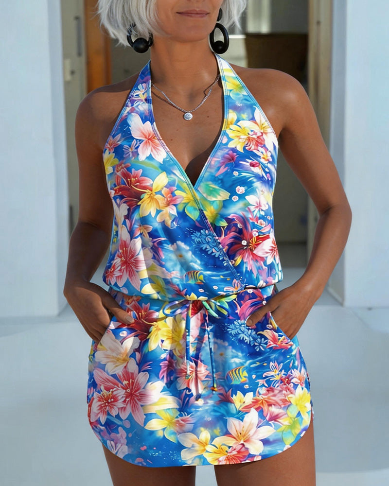 Floral Halterneck Tankini