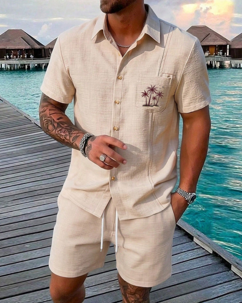 Men's Solid Color Two-Piece Set