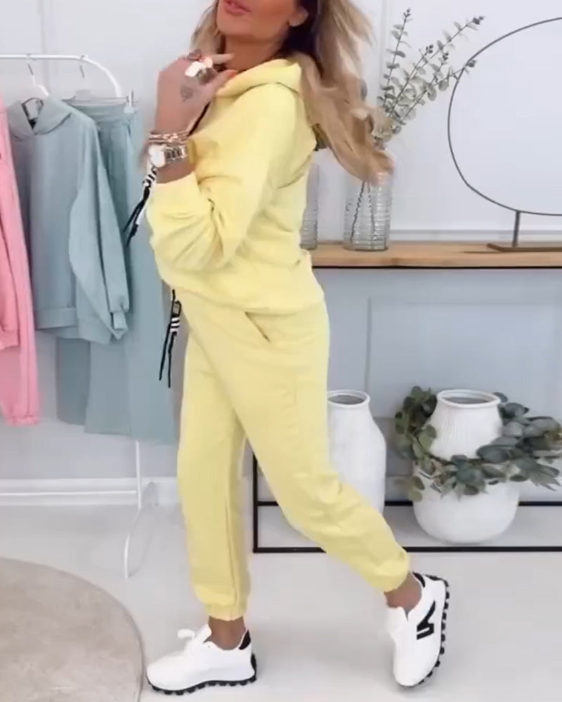 Street Style Sweatshirt Sports Two-Piece Suit