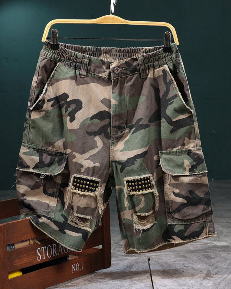 🔥 Men's Studded Camouflage Cargo Shorts