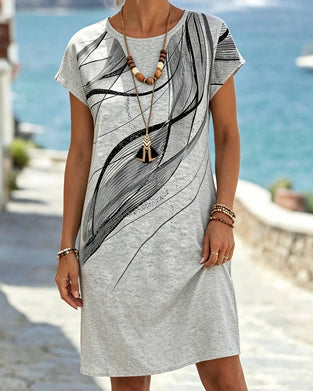 Ink Line Casual T-Shirt Dress