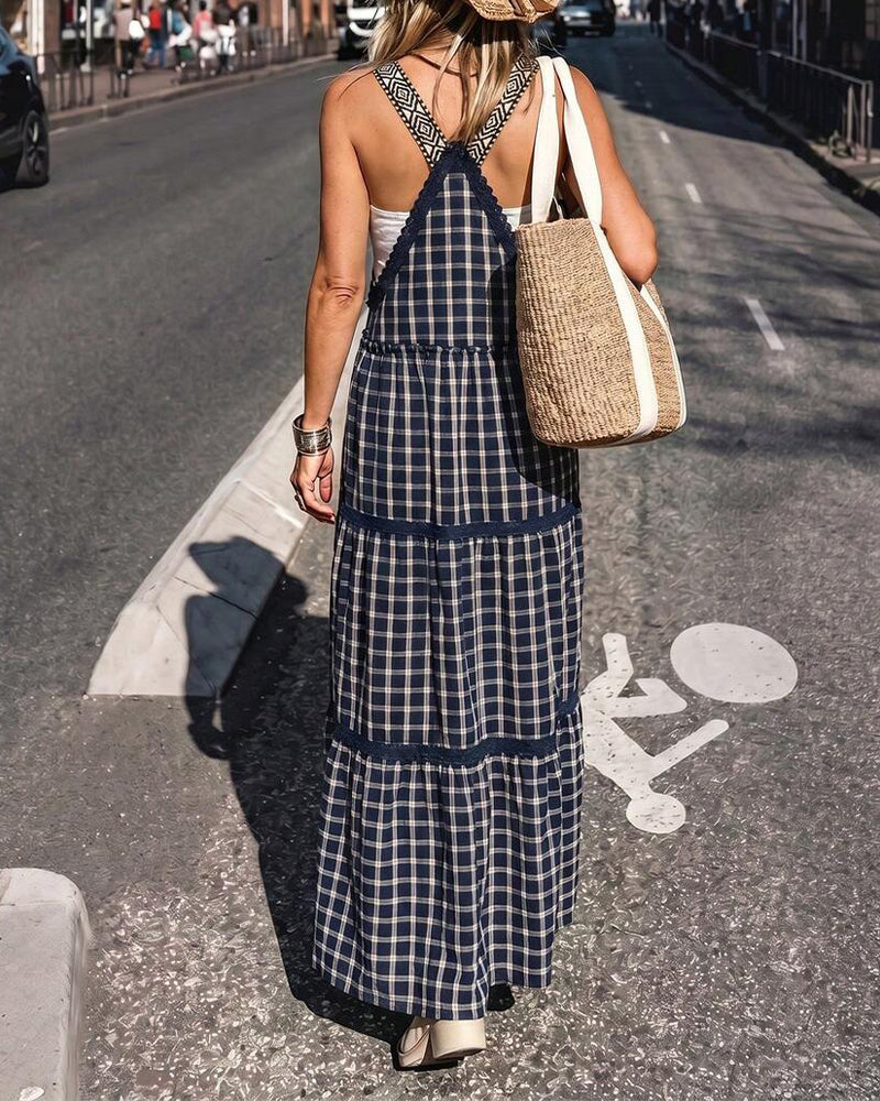 Camisole Plaid Patchwork Dress