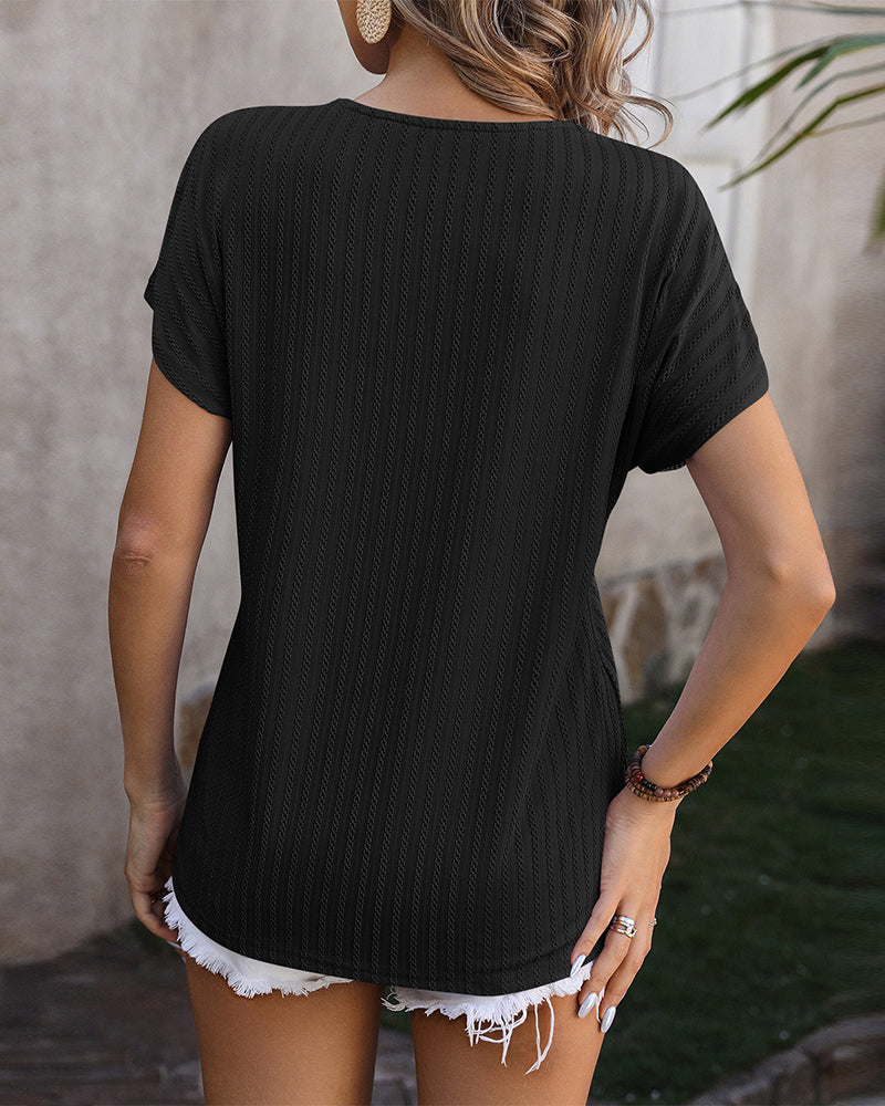 V-neck chain jacquard blouse