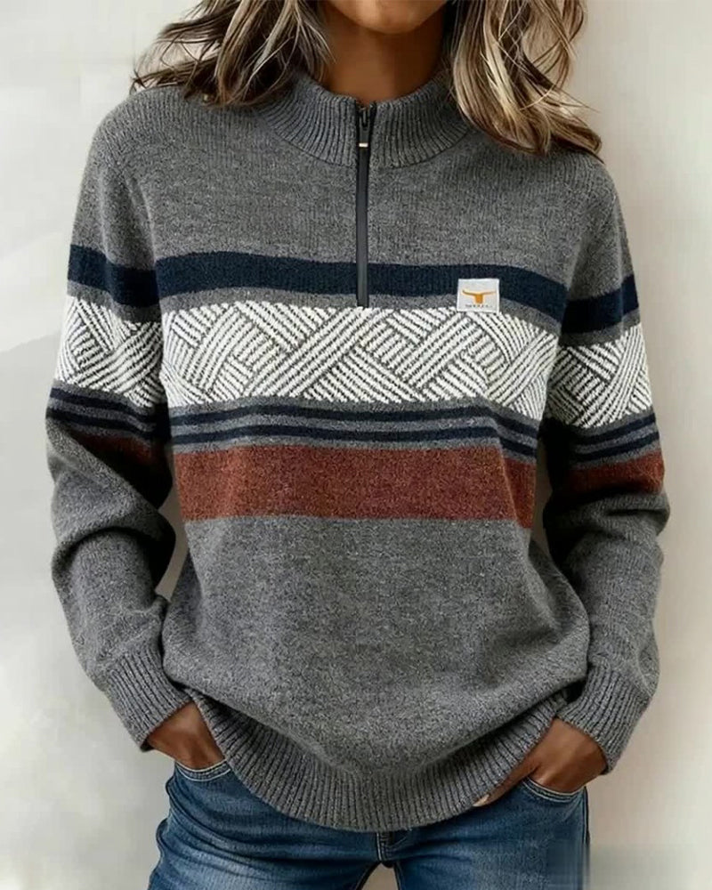 Long-Sleeved Color-Blocked Pullover
