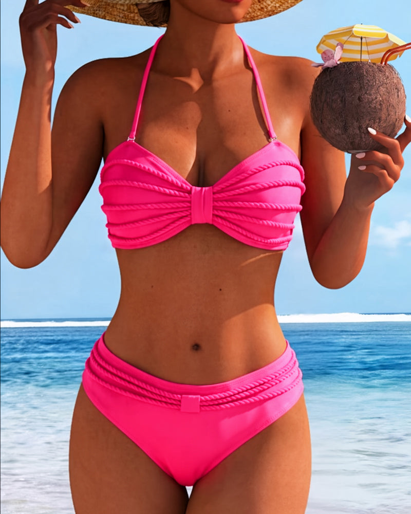 Solid Color Halter Neck Bikini