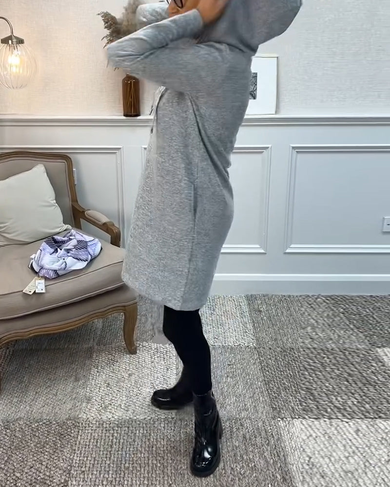 Solid color hooded simple dress