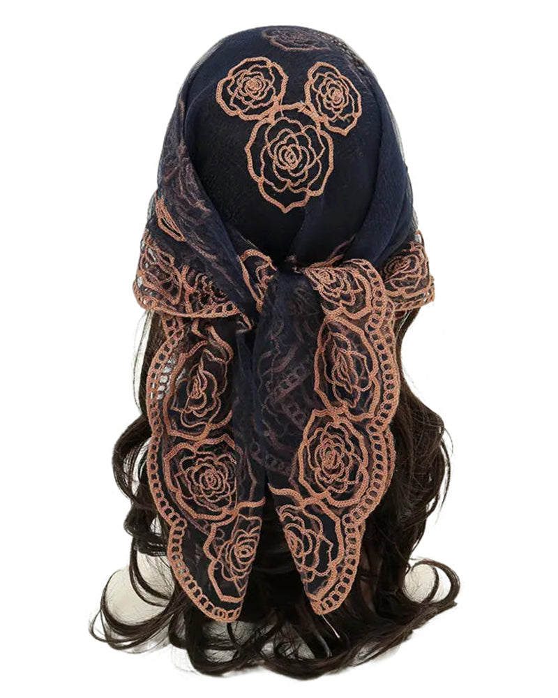 Floral Mesh Scallop Design Bandana