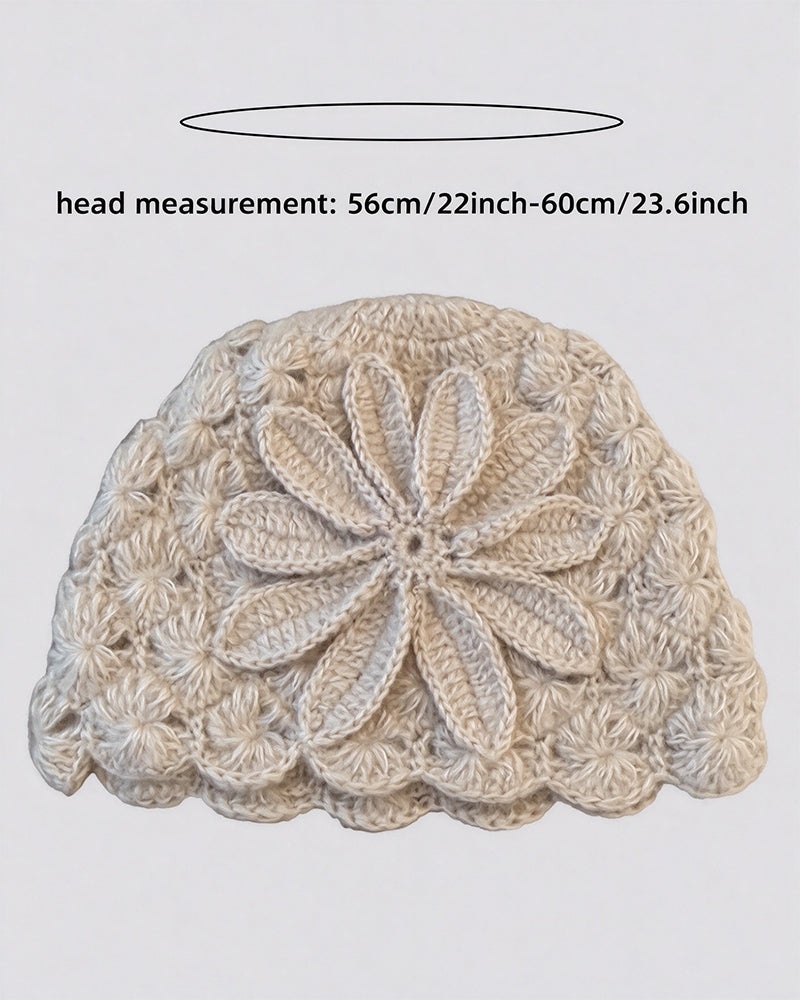Handmade Crochet Floral Knit Beanie