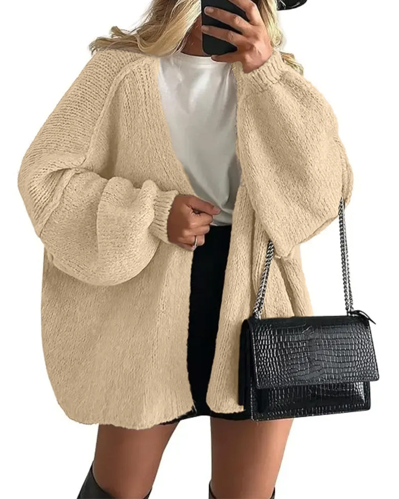 Solid Color Loose Sweater Coat