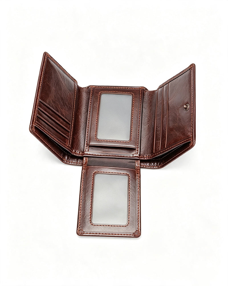 Men's Genuine Oil-Wax Cowhide RFID Wallet