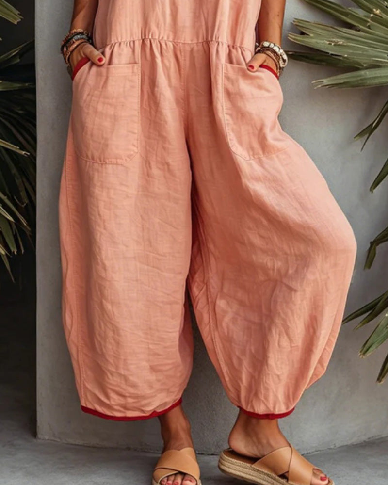 Color-Blocked Pocket Jumpsuit
