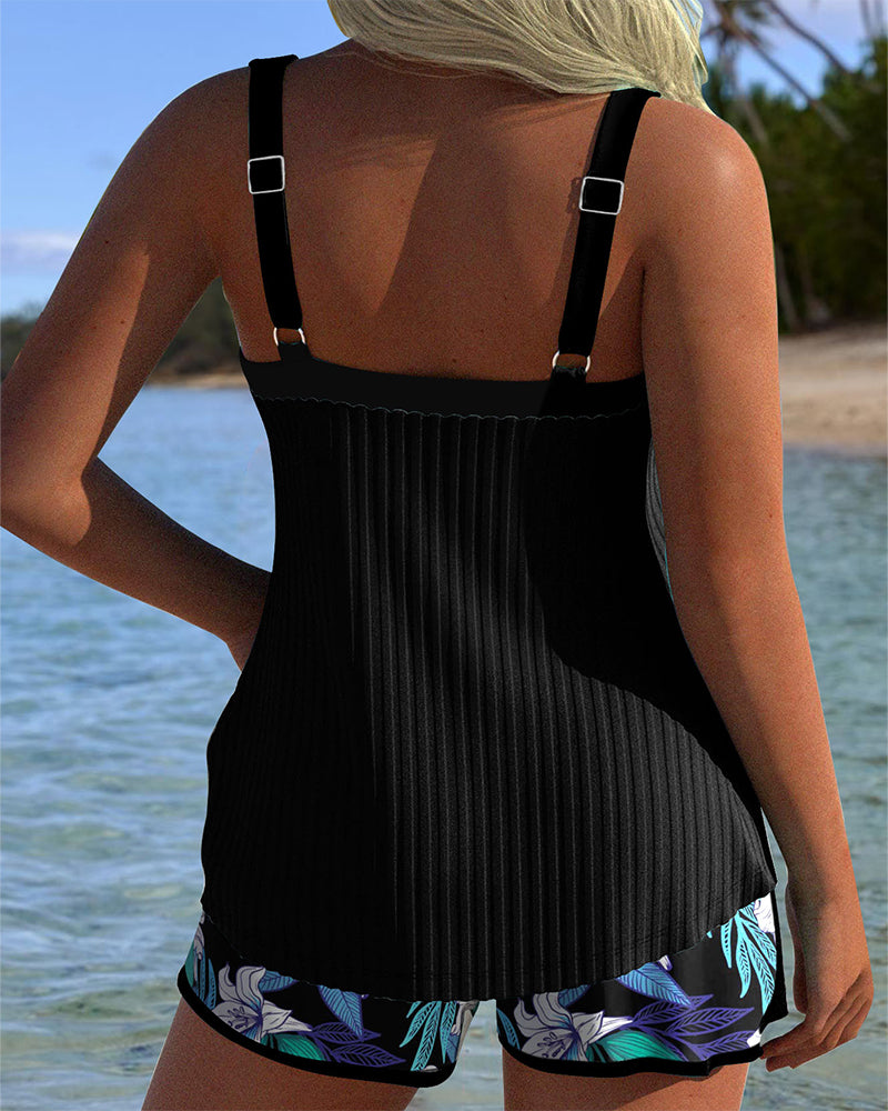 Strapless Printed Beach Shorts Swimsuit