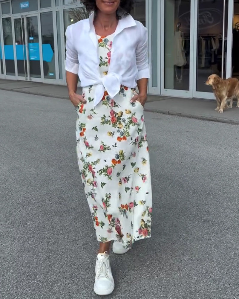 Sleeveless Printed Casual Dress