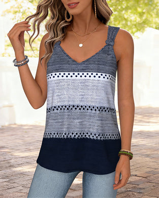 Color Block Spaghetti Strap Tank Top