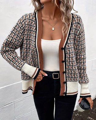 Vintage Plaid Button-Down Cardigan