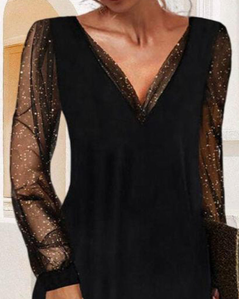 Stylish V-Neck A-Line Dress