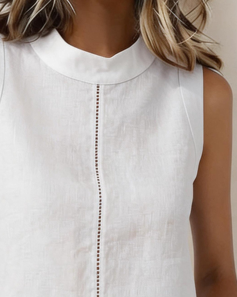 Sleeveless Cut-Out Solid Tank Tops