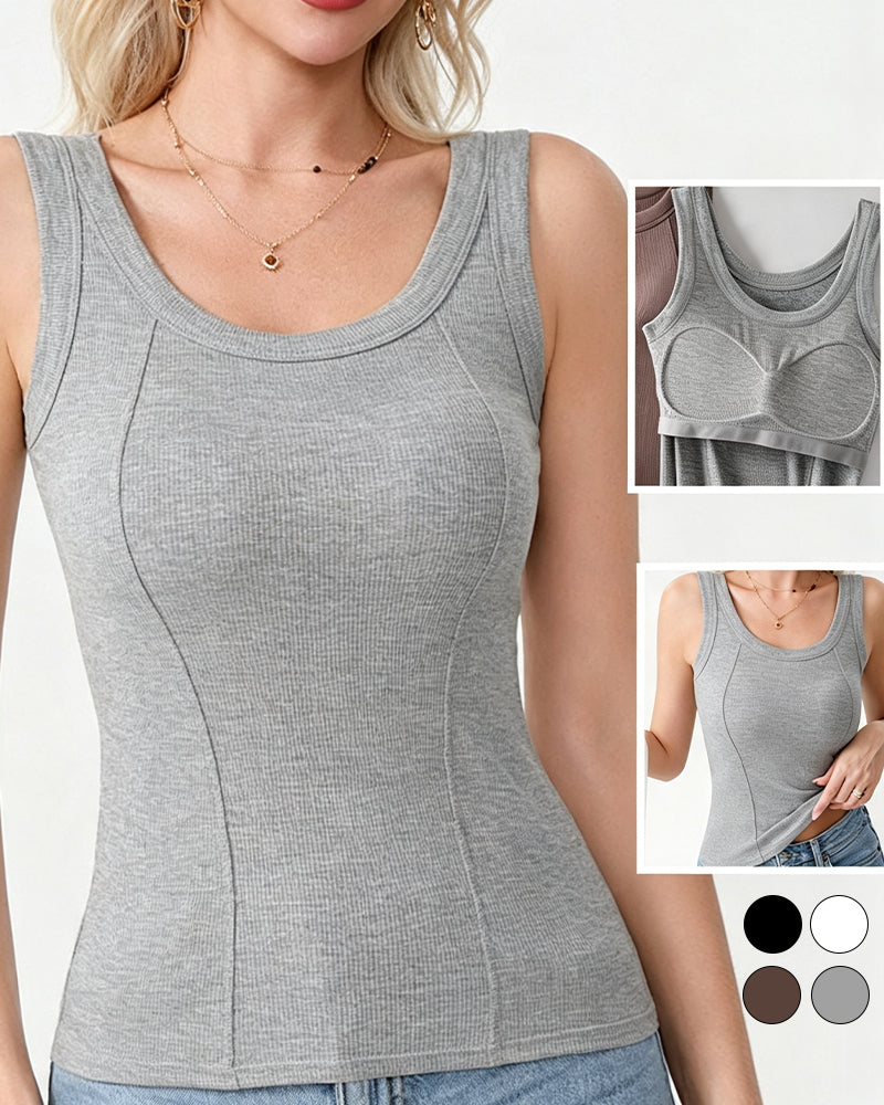 Solid Color Built In Bar Cami Top