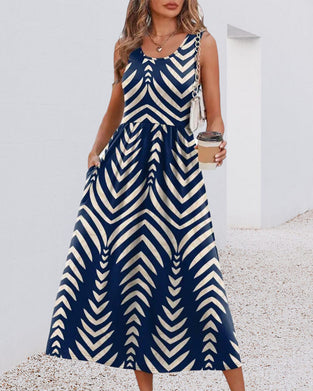 Elegant Sophisticated Herringbone Sleeveless Dress