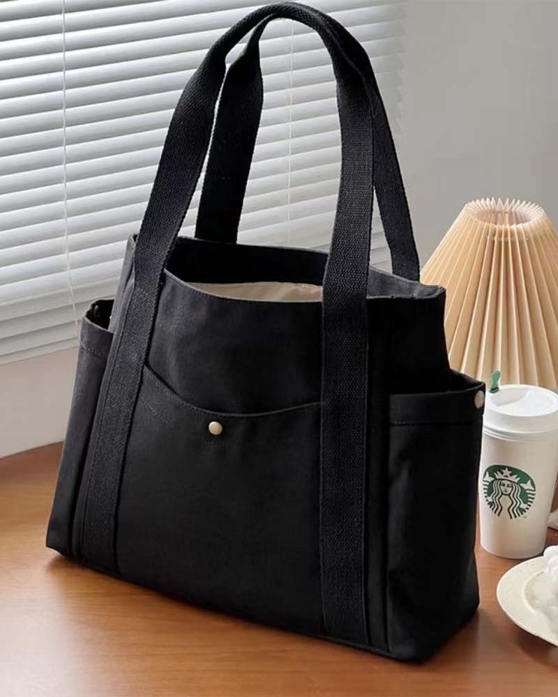 Large capacity canvas bag with double handles