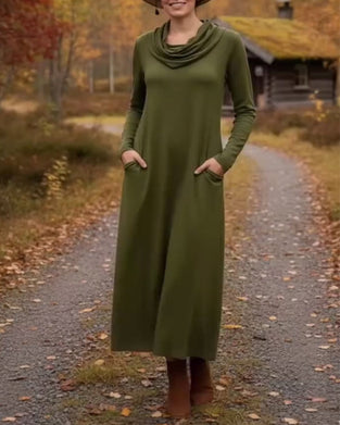 Casual Simple Solid Color Pocket Dress