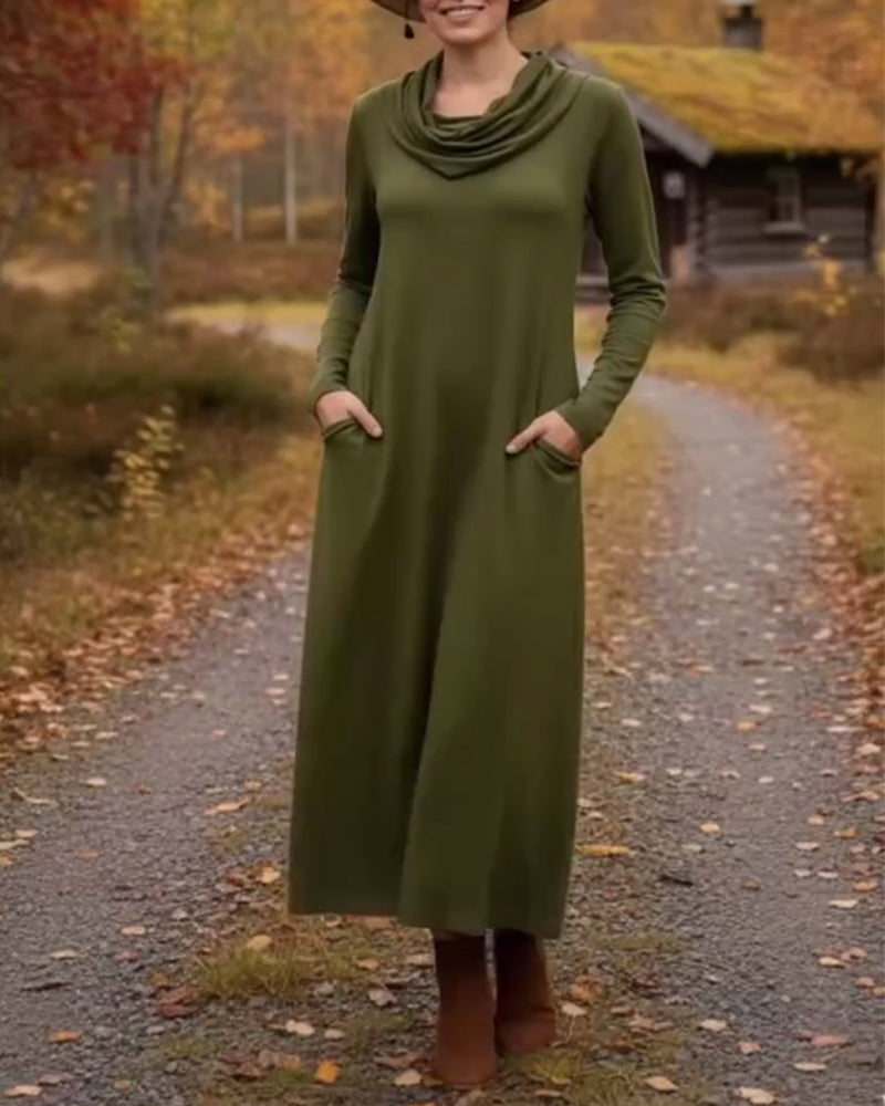 Casual Simple Solid Color Pocket Dress