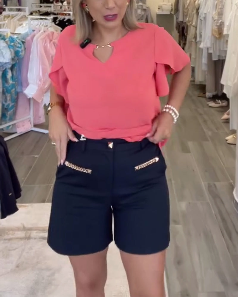 Chain Embellished Casual Shorts