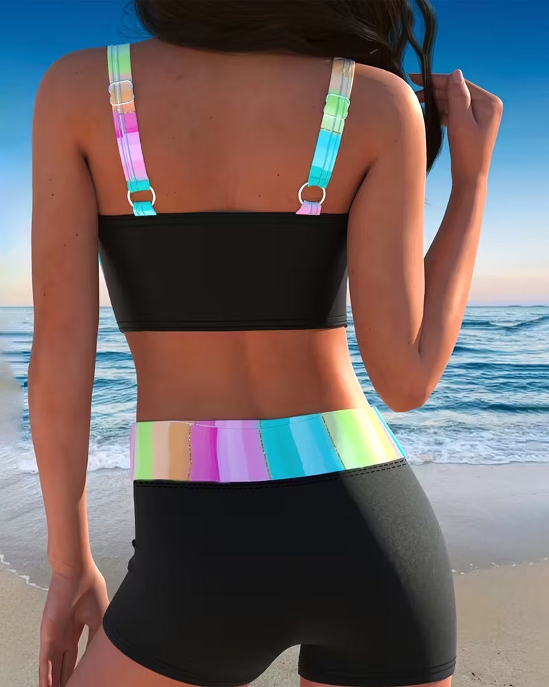 Bra-Style Two-Piece Striped Bikini
