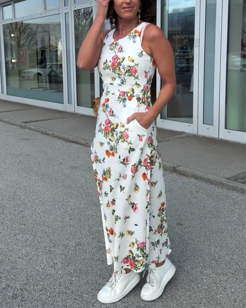 Sleeveless Printed Casual Dress