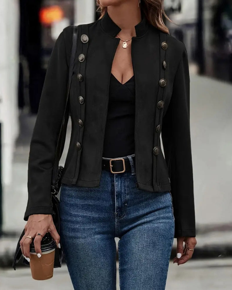 Stylish double-breasted solid color coat