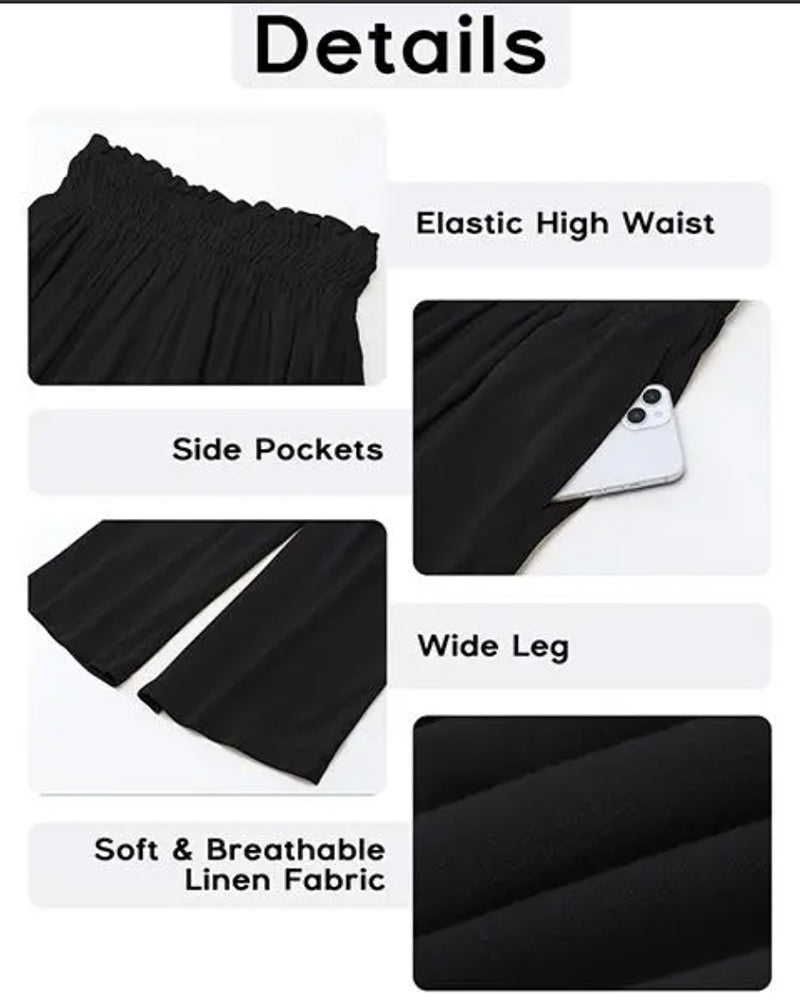 Ruffle High Waist Wide Leg Cropped Pants