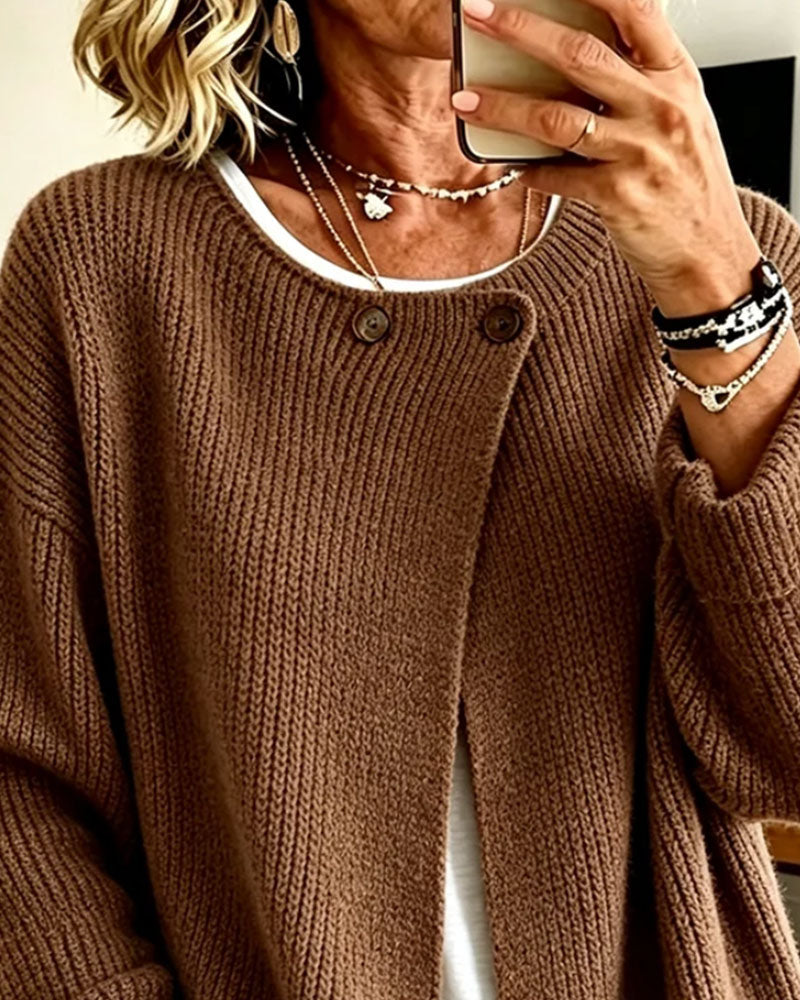 Solid Color Long Sleeve Cardigan
