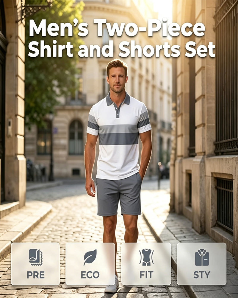 Striped Polo Men's Shorts Set